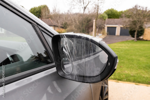 Damaged side mirror on vehicle