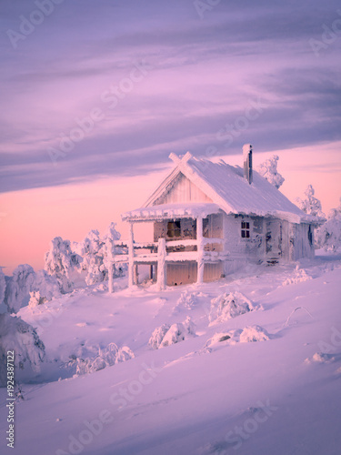 Bild auf Leinwand Santa Claus cabin in Levi, Lapland, Finland during winter
