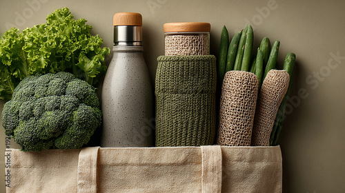 A collection of fresh eco-friendly food including organic vegetables, leafy greens, fruits, and farm-grown produce