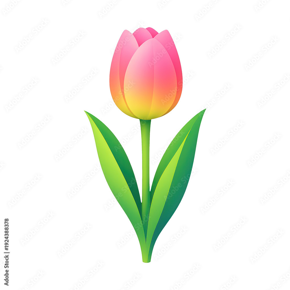 Obraz premium PNG Vibrant tulip illustration, transparent background.