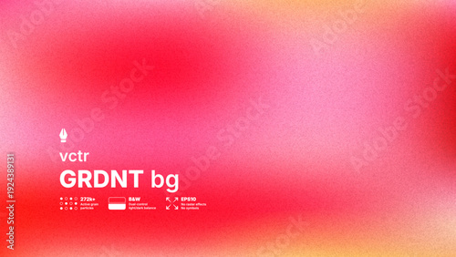 Abstract vector background with cinematic grainy mesh gradient texture. Pink and red blurred soft colors with high detail digital noise imitating old film grain. Modern retro overlay design.