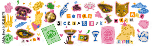 Vintage 90s lifestyle elements collection for retro nostalgic graphic design