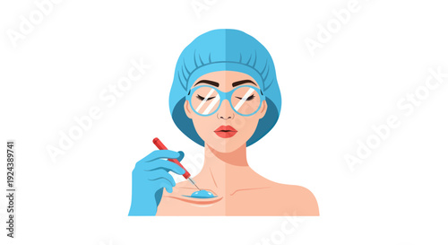 Woman undergoing facial treatment with cosmetic procedure.
