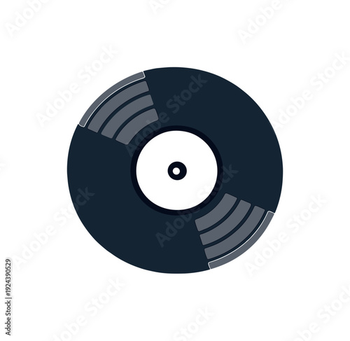 V inylrec ord silhouette shown in astr aight fr ont viewemph asiz ing cle ansymmetrydisc edge andcenterhole alignment positi oned