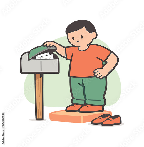 Fresh person checks a mailbox on the street, lifting the lid as envelopes peek out and shoes pause on the step quietly nearby now