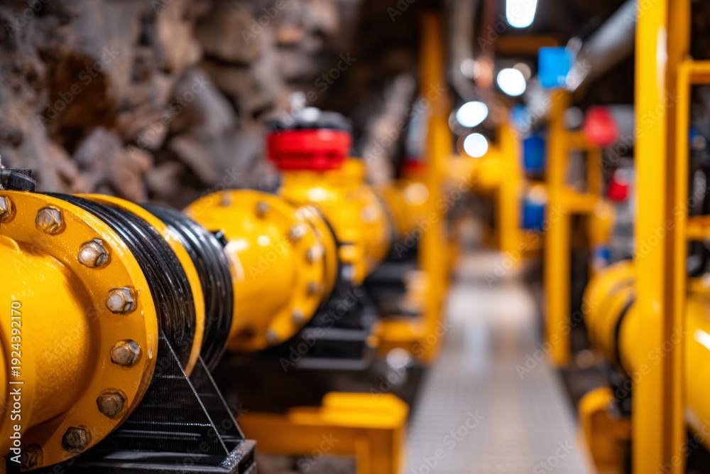 custom made wallpaper toronto digitalDetailed View of Complex Piping System in Underground Mine Ventilation Shaft