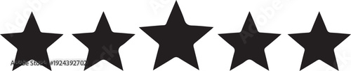 Vector Five-star rating icon set in an arc formation for premium quality review ,