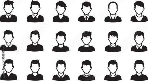 Vector different professional male character icons for HR management and talent acquisition , Minimalist male avatar icons set or Candidate Collection