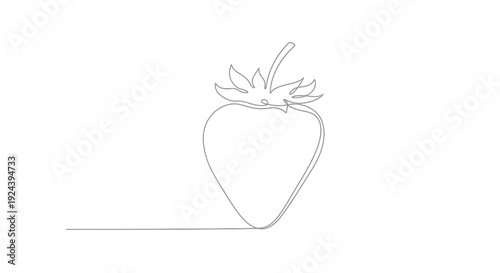 Strawberry Single Line Drawing Isolated on White Background Minimalist Vector Illustration