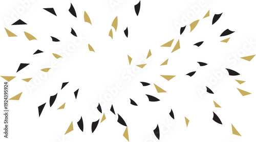 Abstract geometric design with radiating triangular shapes in black and gold tones Vector illustration.
