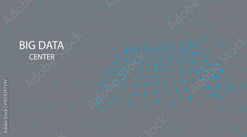 Modern architectural design of a big data center facility with abstract visual elements. Vector illustration.