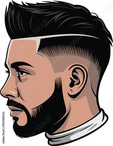 Taper low fade haircut modern barber profile portrait art