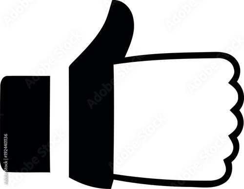 A black thumbs up icon on a white background