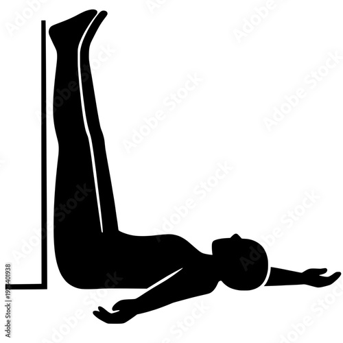 Evening Legs Up The Wall Yoga Pose Silhouette Vector
