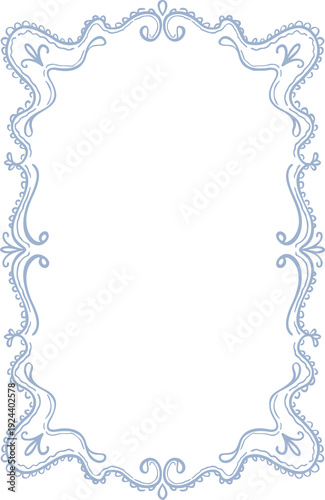 Whimsical antique baroque flourish victorian rectangle frame. Classic border element for wedding invitations, certificate design, restaurant menu. French style lace rococo boarder