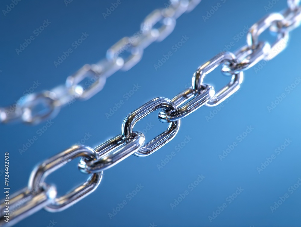 Fototapeta premium silver chain highlights isolated on a blue background