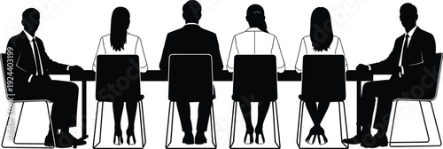 Collection of black silhouettes of elegant wedding dresses and bridal gowns in various styles, isolated on white background, vector set.