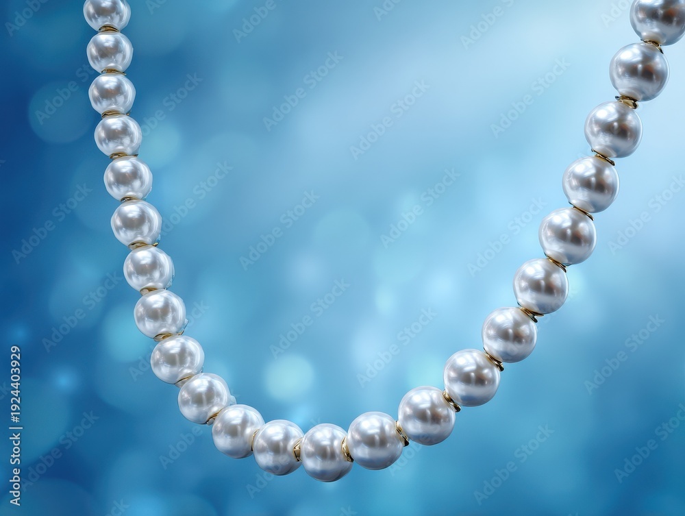 Fototapeta premium pearl necklace glow isolated on a blue background