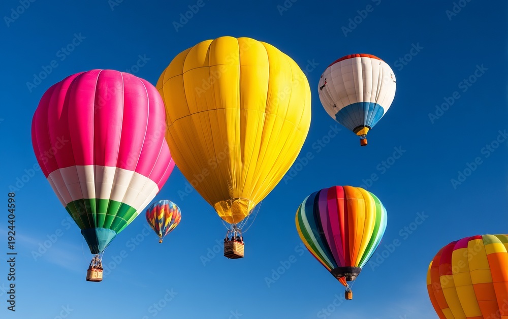 Naklejka premium Colorful Hot Air Balloons in Clear Blue Sky Over Albuquerque Festival