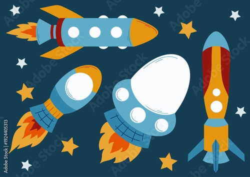 Set of cute illustration. Perfect for kids designs, posters, stickers