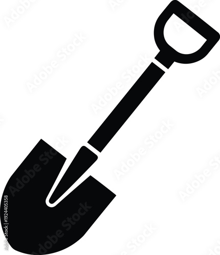 Shovel silhouette icon, garden digging tool isolated on white background construction and gardening vector illustration
