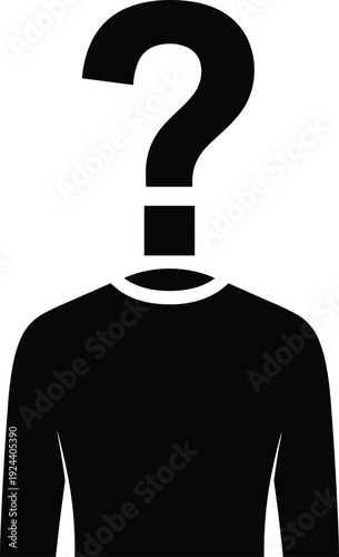 Anonymous person silhouette icon, unknown user profile with question mark isolated on white background vector illustration