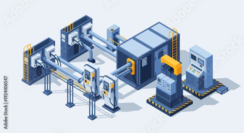 Automated Industrial Manufacturing Production Line System.