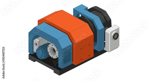 Industrial Machine with Orange and Blue Components.
