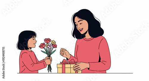 Mother Receiving Gift Daughter.