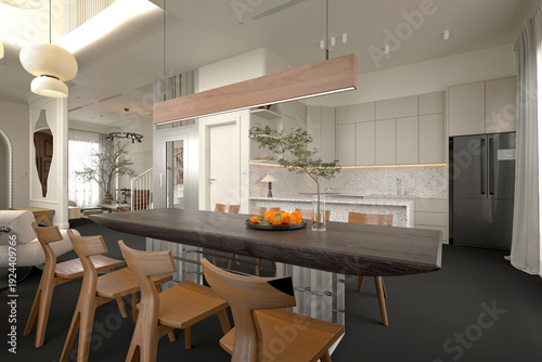 Bild auf Leinwand 3d render modern home interior, living room