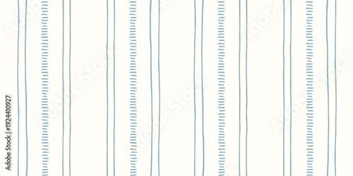 Decorative vertical striped background with stitched stroke. Doodle blue hand drawn lines. Soft retro colors flat design. Ideal for textiles, wallpaper, home decor, stationery packaging