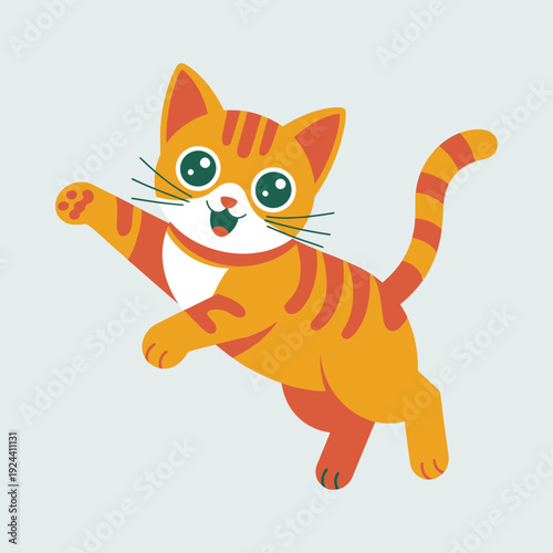 A vector art illustration of a jumping cat silhouette.