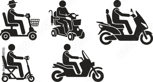 Mobility scooter icon for senior transportation and accessibility concept