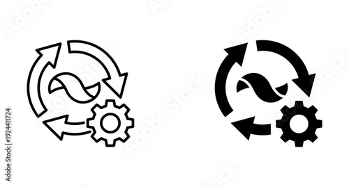 Adaptation icon set with style outline and solid. vector simple elements.