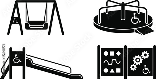 Wheelchair accessible playground equipment icon vector illustration