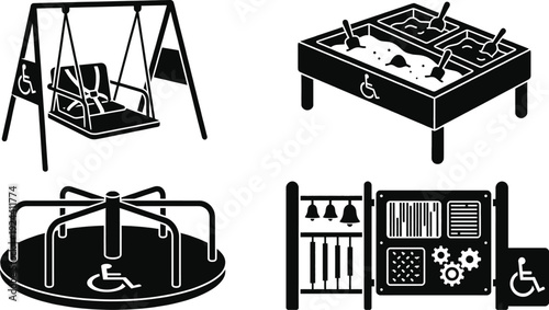 Wheelchair accessible playground equipment icon vector illustration