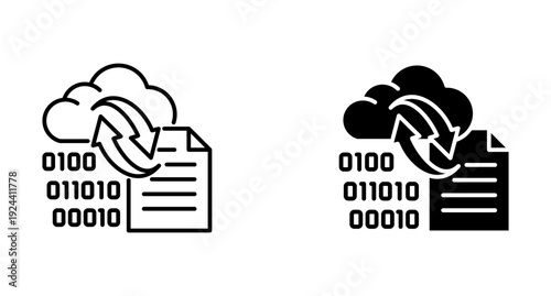 Digitization icon set with style outline and solid. vector simple elements.