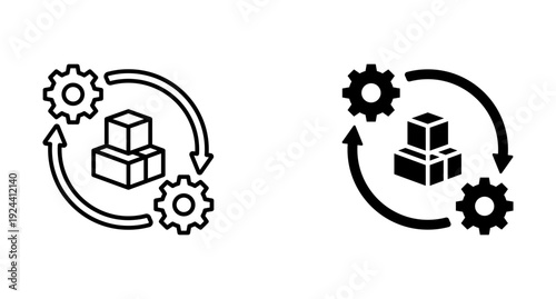 Synergy icon set with style outline and solid. vector simple elements.