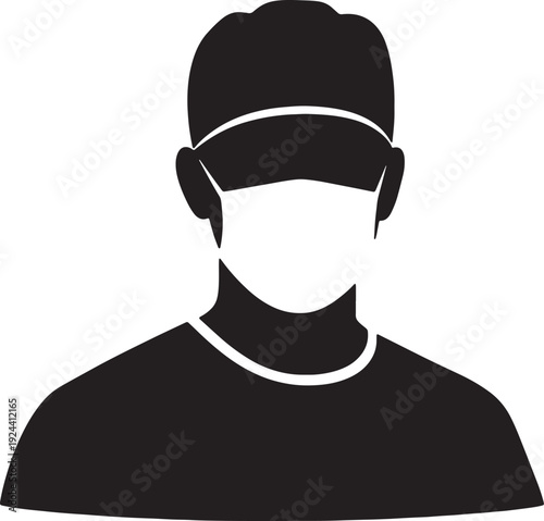 Surgeon Silhouette Icon with Face Mask and Medical Scrub Cap for Healthcare Concept