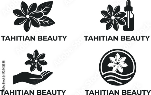 Tiare flower icons for Tahitian beauty branding concept