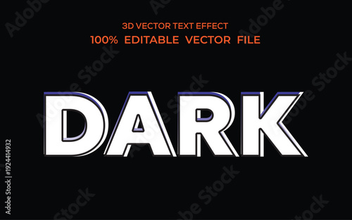 Dark 3d text effect, Dark editable vector text effect