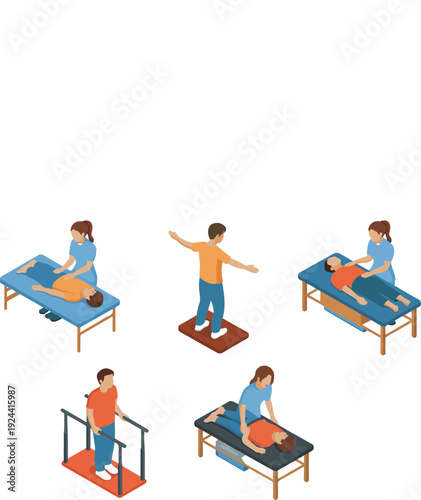 Physiotherapy exercises for recovery and rehabilitation, patient care and physical therapy