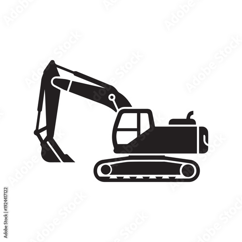 Excavator Construction Equipment Black Silhouette Icon