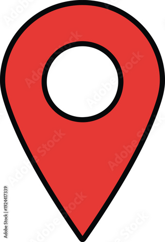 Free Download A bright red map pin with a white circle inside and a thick black outline Keywords: map pin, location - GFXLoad