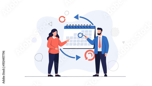 Business meeting planning and scheduling concept illustration