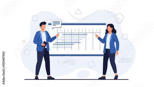 Business team planning project timeline on whiteboard, teamwork concept