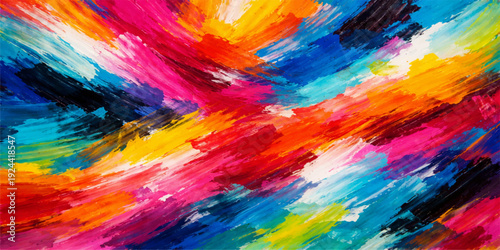 Vivid rainbow watercolor paint swirls into a bright abstract design featuring a colorful fractal texture and light blurred lines for an artistic wallpaper backdrop