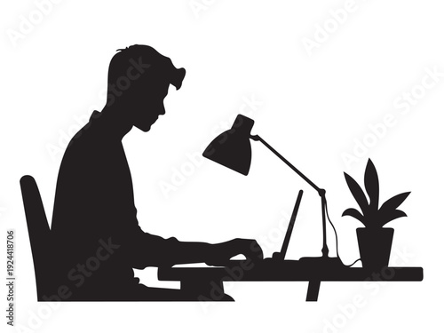 Editable Office Worker Silhouette Vector File