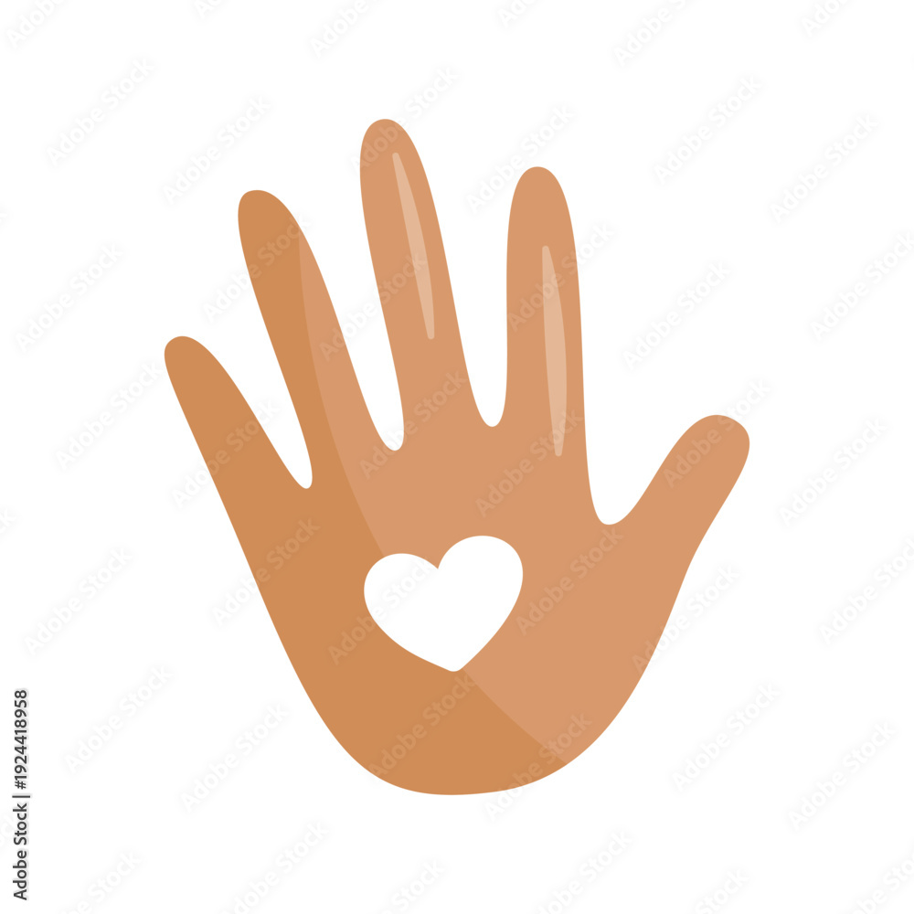Obraz premium Minimalist vector illustration of baby hand with heart shape in flat style 