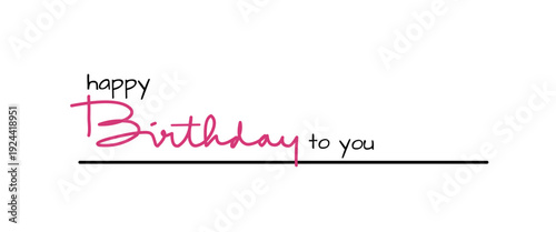 Happy Birthday to you lettering typography poster. Festive hand sketched text with rainbow birthday cake background. Happy bithday as a greting card and invitation. Vector illustration EPS 10